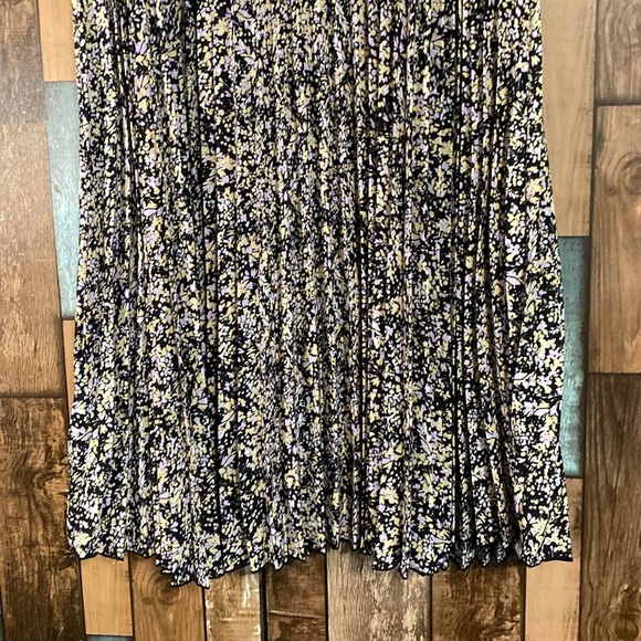 Vince camuto black/yellow/lavender pleated midi skirt - Picture 4 of 16
